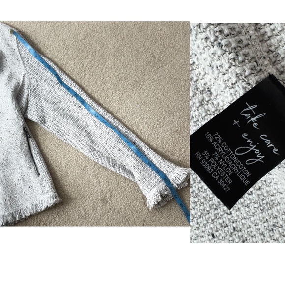 Nic + Zoe Fringe Blazer Mixed Knit Jacket Sugar Cookie Sweater Knit Fringe Large - Picture 14 of 16